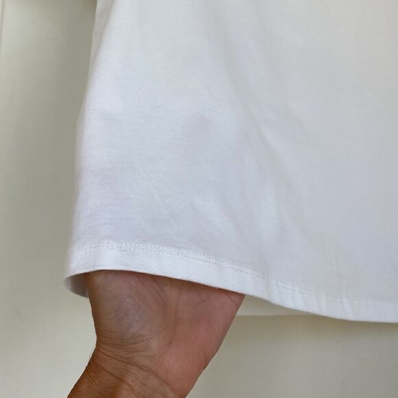 Worn Once Cotton BlendTop With Blue And White Striped Flutter Sleeve Detail - Picture 3 of 5